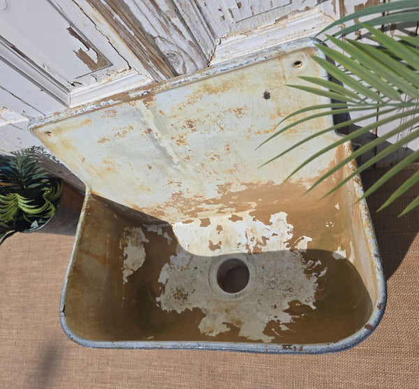 Vintage European French Cast Iron Enamel Garden Drinking Fountain Wall Sink Planter