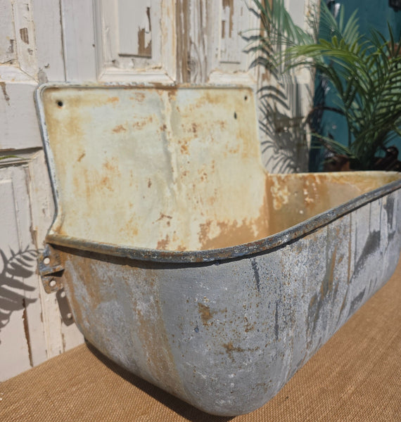 Vintage European French Cast Iron Enamel Garden Drinking Fountain Wall Sink Planter