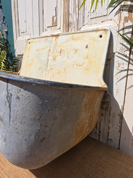 Vintage European French Cast Iron Enamel Garden Drinking Fountain Wall Sink Planter