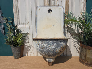 Vintage European French Cast Iron Enamel Garden Drinking Fountain Wall Sink Planter