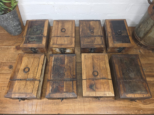 Reclaimed Rustic Indian Solid Wooden Shaving Make Up Box With Mirror