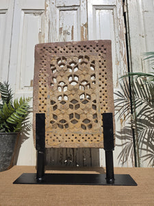 Antique Architectural Carved Stone Panel Jhali Window Fanlight Home Garden Decor