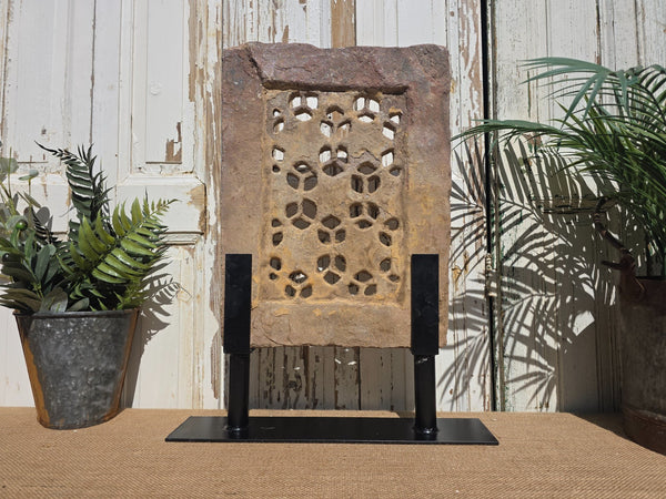 Antique Architectural Carved Stone Panel Jhali Window Fanlight Home Garden Decor
