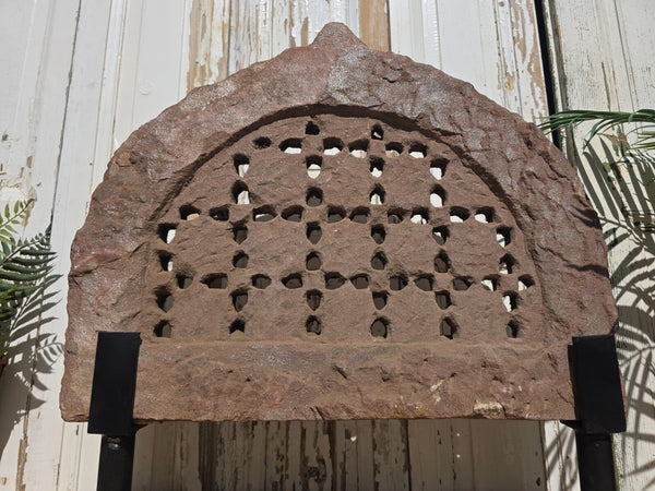 Antique Architectural Carved Stone Panel Jhali Window Fanlight Home Garden Decor