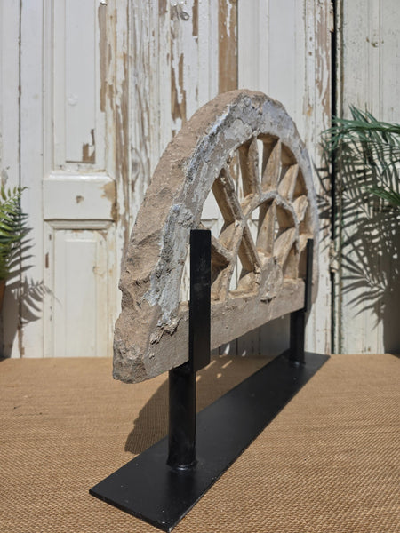 Antique Architectural Carved Stone Panel Jhali Window Fanlight Home Garden Decor