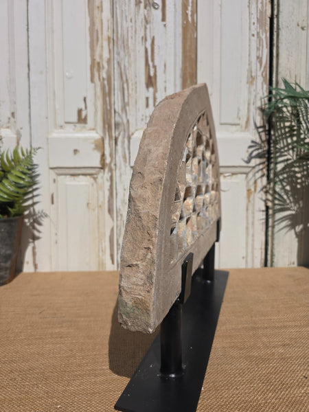 Antique Architectural Carved Stone Panel Jhali Window Fanlight Home Garden Decor