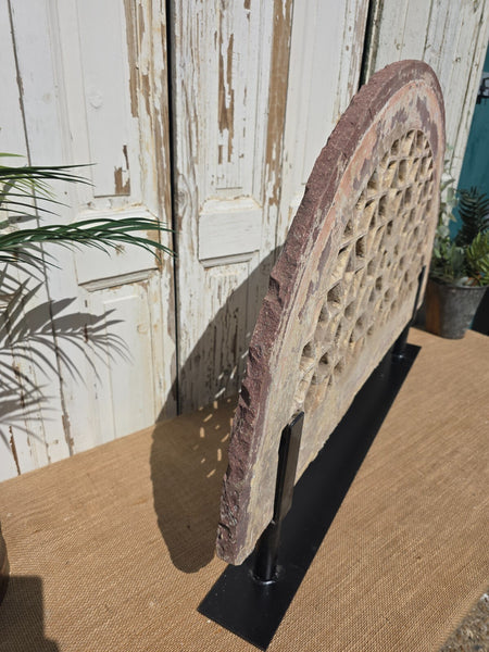 Antique Architectural Carved Stone Panel Jhali Window Fanlight Home Garden Decor