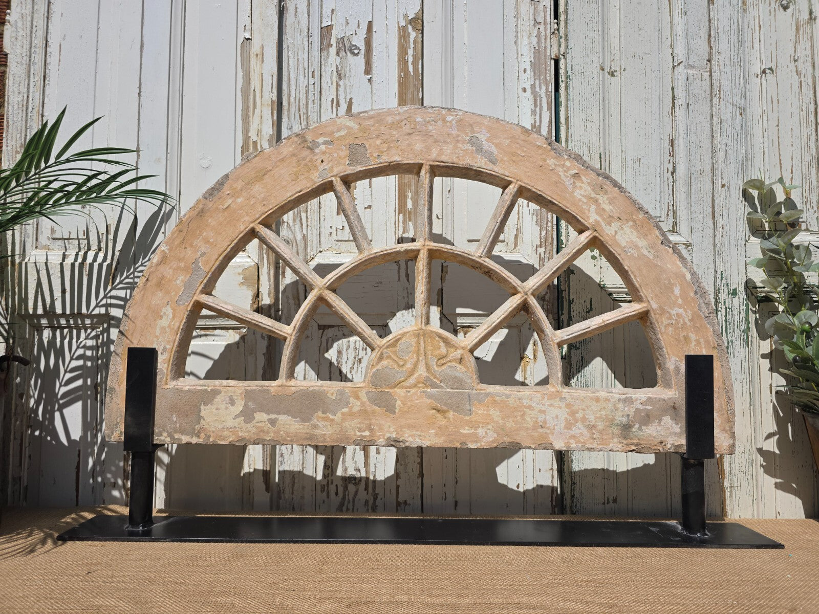 Antique Architectural Carved Stone Panel Jhali Window Fanlight Home Garden Decor