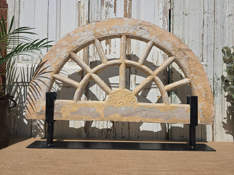 Antique Architectural Carved Stone Panel Jhali Window Fanlight Home Garden Decor