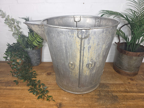 Large Vintage Rustic Metal Galvanised Stainless Steel Pail Garden Planter