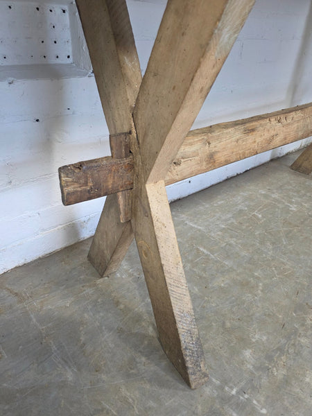 Antique Primitive Rustic Wooden Butchers Block Console Hallway Table Pig Bench