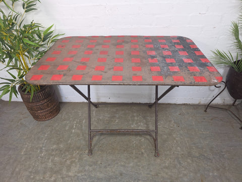 Vintage French Metal Folding Bistro Cafe Garden Patio Wine Table