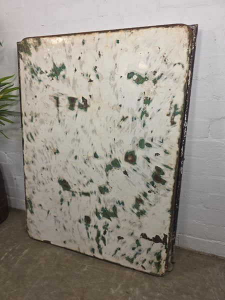 Vintage Green French Rustic Metal Folding Bistro Cafe Garden Patio Wine Table