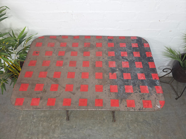 Vintage French Metal Folding Bistro Cafe Garden Patio Wine Table
