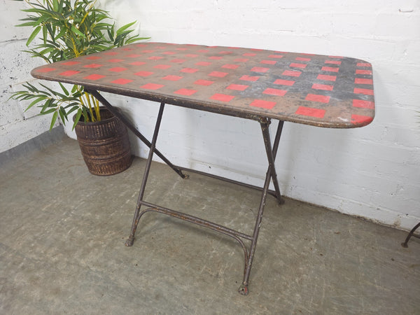 Vintage French Metal Folding Bistro Cafe Garden Patio Wine Table