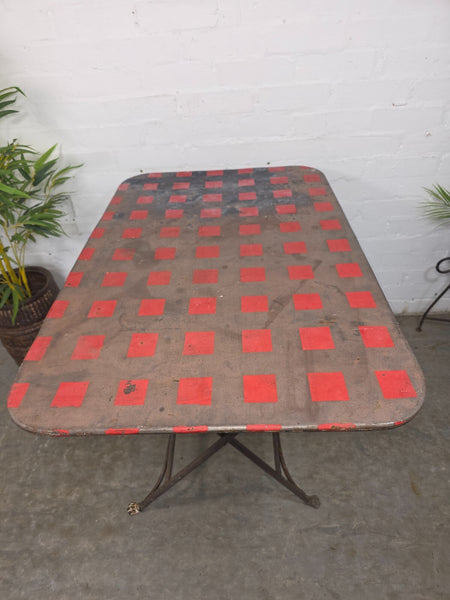 Vintage French Metal Folding Bistro Cafe Garden Patio Wine Table