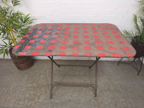 Vintage French Metal Folding Bistro Cafe Garden Patio Wine Table