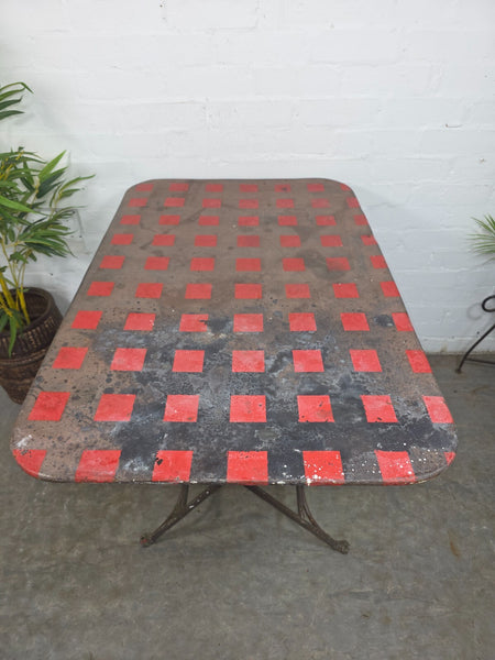 Vintage French Metal Folding Bistro Cafe Garden Patio Wine Table