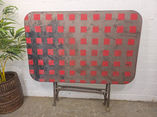 Vintage French Metal Folding Bistro Cafe Garden Patio Wine Table