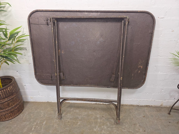 Vintage French Metal Folding Bistro Cafe Garden Patio Wine Table