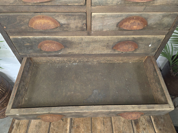 Antique Victorian Wooden Bank Of  Drawers Industrial Engineers Workshop Tools