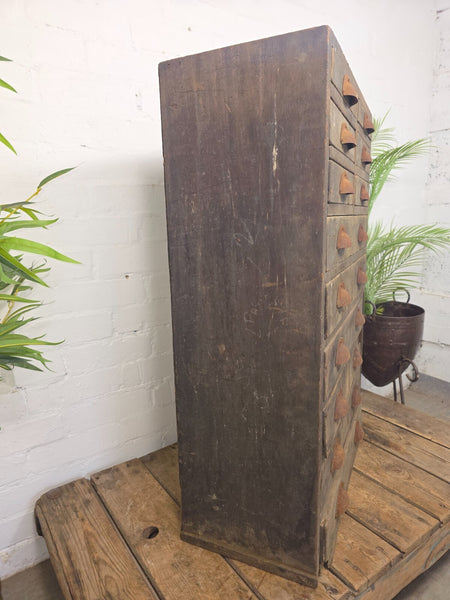 Antique Victorian Wooden Bank Of  Drawers Industrial Engineers Workshop Tools
