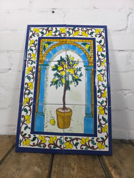 Italian Ceramic Hand Painted Terracotta Lemon Tree Kitchen Tiles Splashback
