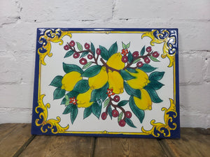 Italian Ceramic Hand Painted Terracotta Lemon Tree Kitchen Tiles Splashback