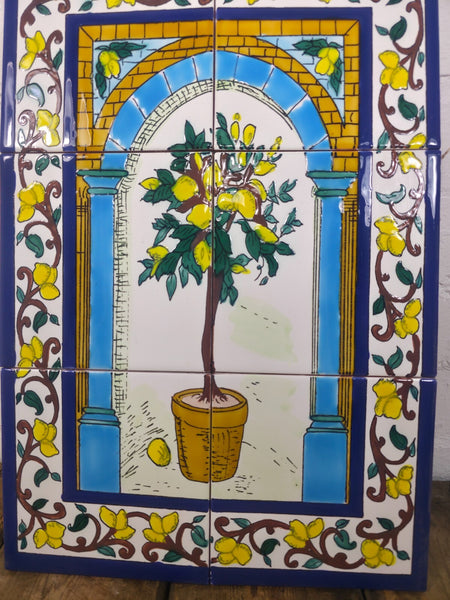 Italian Ceramic Hand Painted Terracotta Lemon Tree Kitchen Tiles Splashback