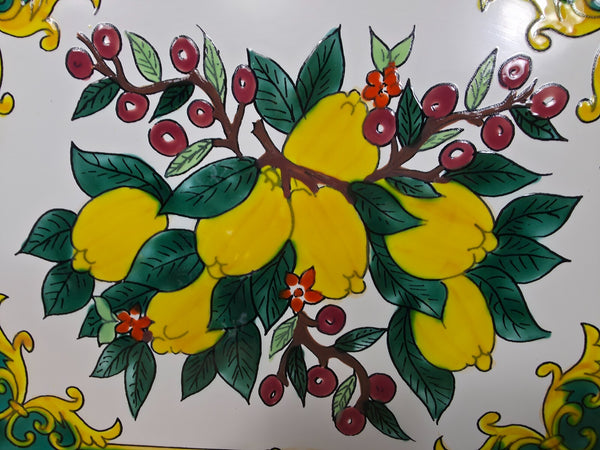 Italian Ceramic Hand Painted Terracotta Lemon Tree Kitchen Tiles Splashback