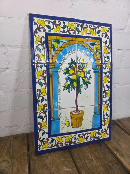 Italian Ceramic Hand Painted Terracotta Lemon Tree Kitchen Tiles Splashback