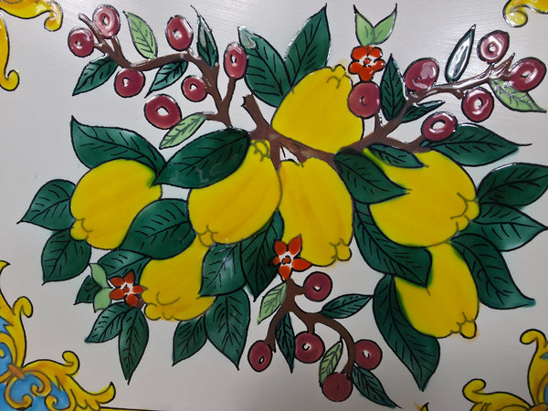 Italian Ceramic Hand Painted Terracotta Lemon Tree Kitchen Tiles Splashback