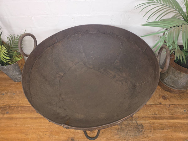 Large Antique Original Indian Kadai Fire Pit BBQ Drinks Ice Cooler Planter