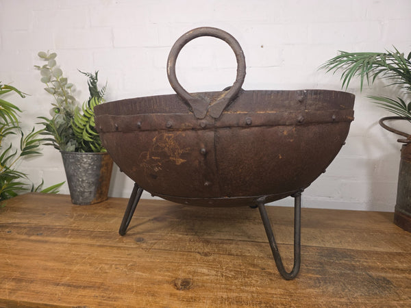 Large Antique Original Indian Kadai Fire Pit BBQ Drinks Ice Cooler Planter