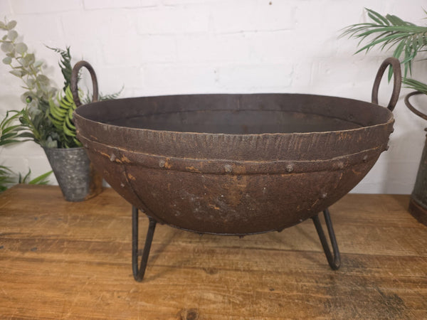 Large Antique Original Indian Kadai Fire Pit BBQ Drinks Ice Cooler Planter