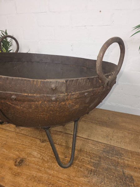 Large Antique Original Indian Kadai Fire Pit BBQ Drinks Ice Cooler Planter