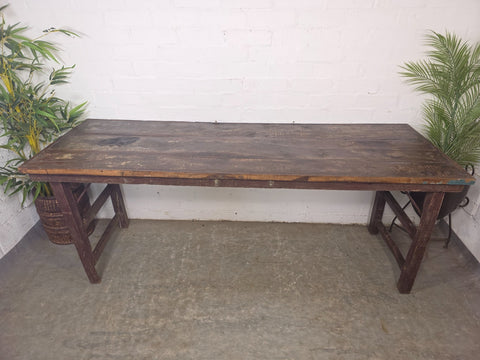 Large Vintage Rustic Indian Solid Wooden Folding Trestle Table Wedding Events