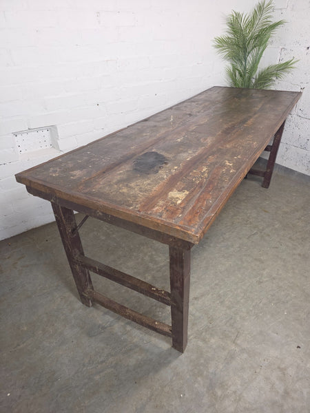 Large Vintage Rustic Indian Solid Wooden Folding Trestle Table Wedding Events
