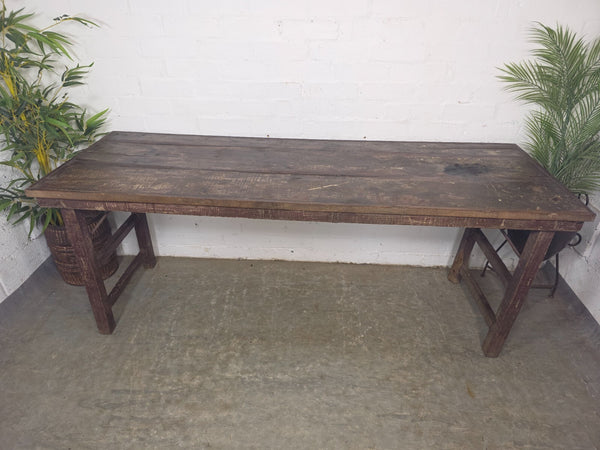 Large Vintage Rustic Indian Solid Wooden Folding Trestle Table Wedding Events