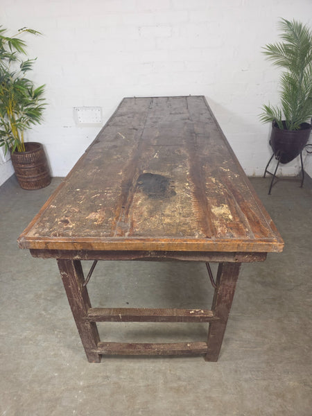 Large Vintage Rustic Indian Solid Wooden Folding Trestle Table Wedding Events