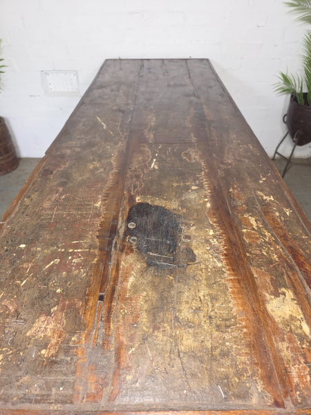 Large Vintage Rustic Indian Solid Wooden Folding Trestle Table Wedding Events