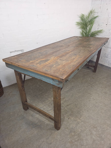 Large Vintage Rustic Indian Solid Wooden Folding Trestle Table Wedding Events