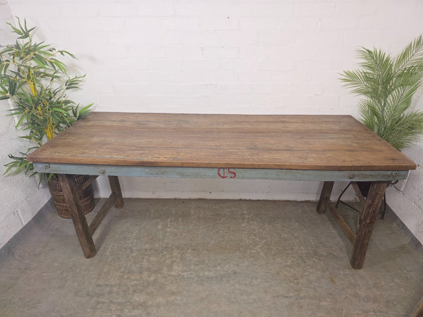 Large Vintage Rustic Indian Solid Wooden Folding Trestle Table Wedding Events
