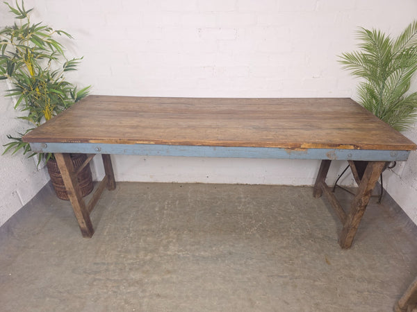 Large Vintage Rustic Indian Solid Wooden Folding Trestle Table Wedding Events