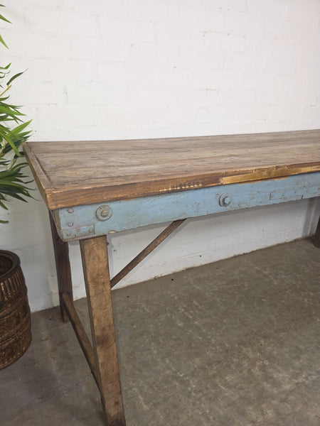 Large Vintage Rustic Indian Solid Wooden Folding Trestle Table Wedding Events