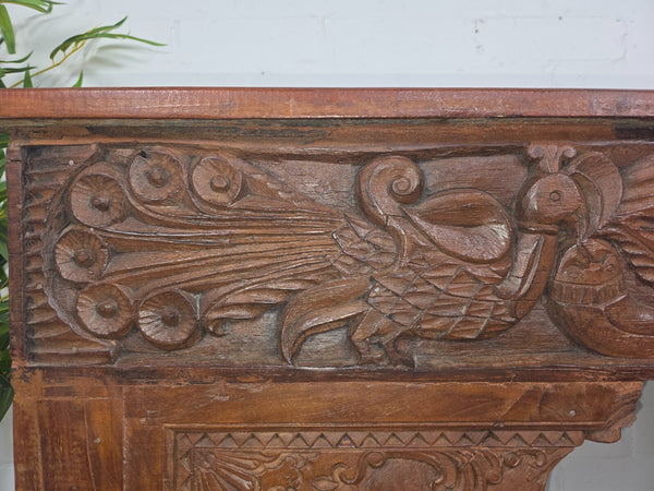 Reclaimed Vintage Hand Carved Indian Solid Wooden Hallway Console Table