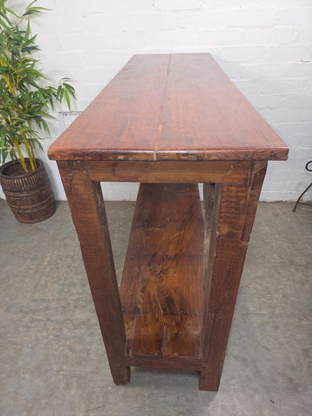Reclaimed Vintage Hand Carved Indian Solid Wooden Hallway Console Table