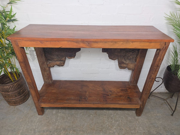 Reclaimed Vintage Hand Carved Indian Solid Wooden Hallway Console Table