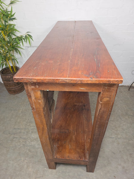 Reclaimed Vintage Hand Carved Indian Solid Wooden Hallway Console Table