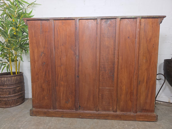 Vintage Indian Green Hand Carved Solid Wooden Bookcase Shelves Tv Unit